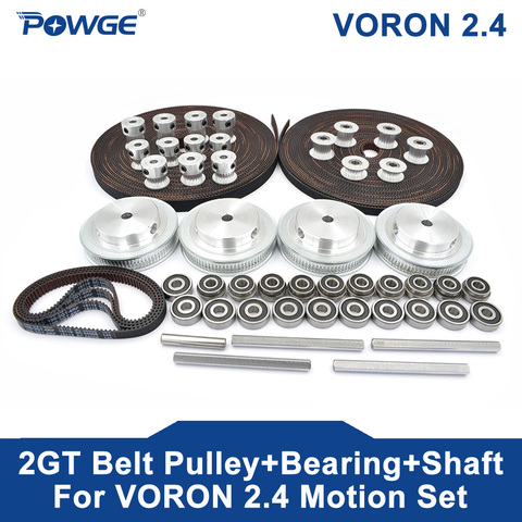 POWGE VORON 2.4 Set GT2 LL-2GT RF courroie de distribution ouverte 2GT 16T 80T 20T poulie à dents 188-2GT roulement d'arbre 625 F695 2RS pièces de mouvement ► Photo 1/6