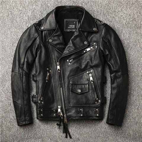 Manteau de motard, veste en cuir de grande taille, vêtements en cuir véritable Cool, nouvelle marque 2022 ► Photo 1/6