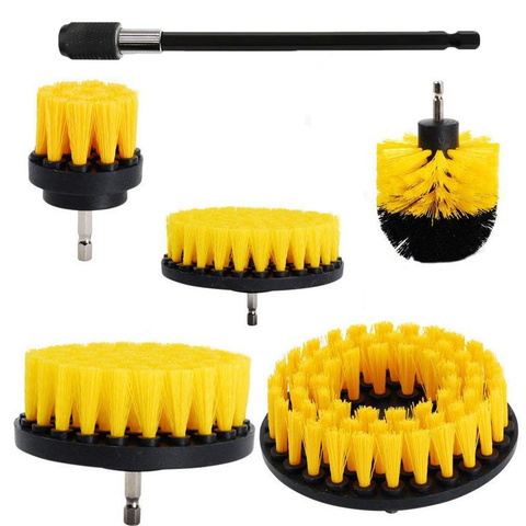 2/3.5/4/5 ''brosse à récurer électrique Kit de brosse de forage en plastique rond outil de brosse de nettoyage pour tapis verre voiture pneus brosses en Nylon ► Photo 1/6