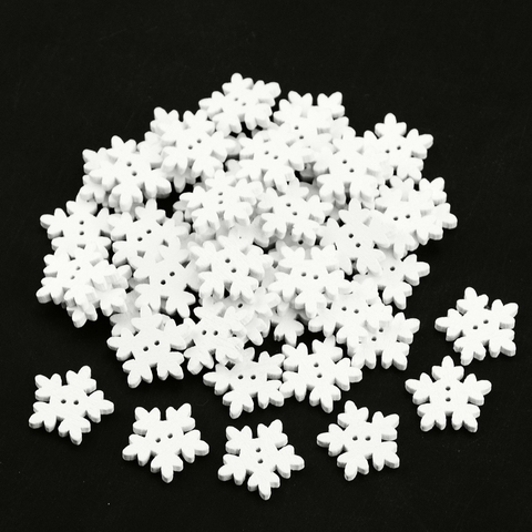 Boutons blancs flocons de neige en bois pour noël, 18MM, adaptés à la couture et au scrapbooking, décoration de mariage bricolage, 50pcs ► Photo 1/6