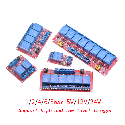 1 2 4 6 8 canaux 5V 12V 24V relais Module carte bouclier avec optocoupleur soutien haut et bas niveau déclencheur pour Arduino ► Photo 1/6