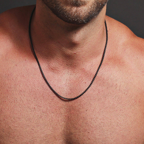 Simple mode boîte chaînes collier hommes personnalisé titane acier chaîne collier pour hommes bijoux cadeau ► Photo 1/5