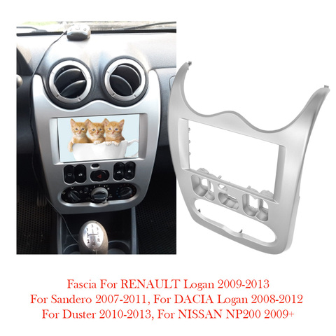 Ajustement pour RENAULT Logan SANDERO Dacia Duster Double 2 Din autoradio Fascia cadre panneau montage tableau de bord Installation Kit d’outils pour habillage ► Photo 1/6