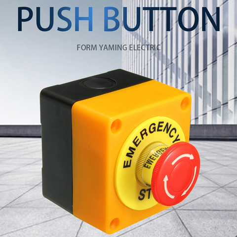 Interrupteur d'urgence à bouton poussoir 660v avec boîte de butée étanche, bouton anti-corrosion, 22mm avec boîte 1 NC NO 1, 10A ► Photo 1/6