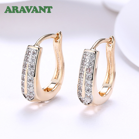 925 argent Sterling 18K or U en forme de zircon cubique boucles d'oreilles pour femmes bijoux en argent ► Photo 1/6