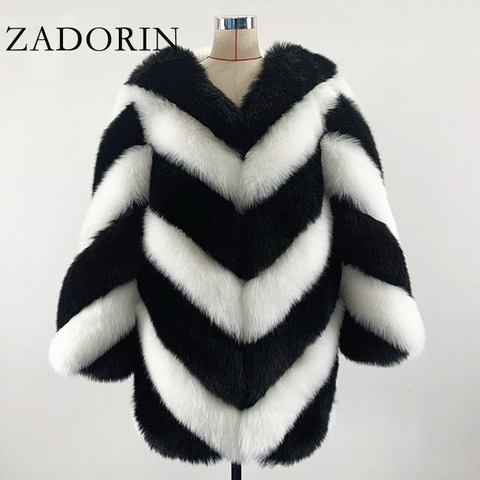 ZADORIN – manteau de luxe en fausse fourrure de renard pour femme, veste épaisse et chaude, grande taille, collection hiver 2022 ► Photo 1/6