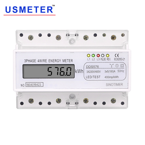 Compteur électrique intelligent à écran LCD DDS576, 380V, 100a, 3 phases, Rail DIN 7P, compteur d'énergie, compteur d'électricité ► Photo 1/6