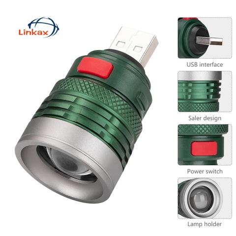 Mini lampe torche Portable Ultra lumineuse avec 3 modes avec zoom, Flash USB batterie externe, alimentation par interface USB ► Photo 1/6