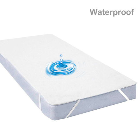 Housse de matelas blanche imperméable à l'eau, protège-matelas Anti-acariens, avec ceinture élastique ► Photo 1/6