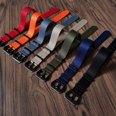 20mm 22mm ceinture de sécurité bracelet de montre Nylon otan bracelet 007 James Bond militaire remplacement montre bracelet noir, bleu, rouge, Orange, vert ► Photo 1/6