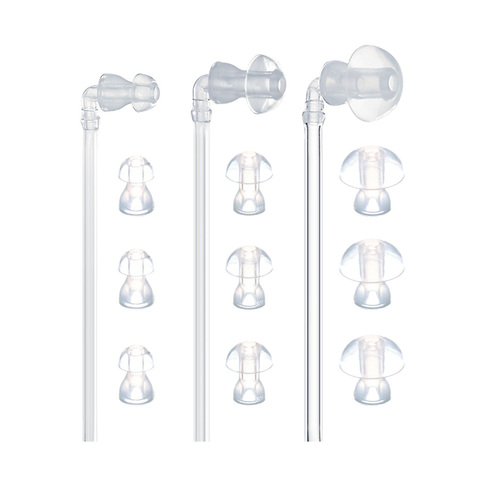 Appareils d'aide auditive, bouchons d'oreille, accessoires de prothèses auditives, dômes avec Tube sonore, 3 Tubes + 9 dômes (L M S) ► Photo 1/6