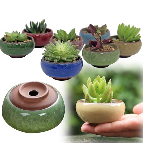 Pot à glace en céramique, Pot à bonsaï pour plantes juteuses, petit Pot à bonsaï, décorations de bureau pour la maison et le jardin, 1 pièce ► Photo 1/6