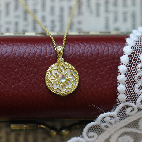 LAMOON-collier pendentif en argent Sterling 925 pour femmes, bijoux fins, Vintage romantique, pierre de lune naturelle, styliste, LMNI083, 2022 ► Photo 1/6
