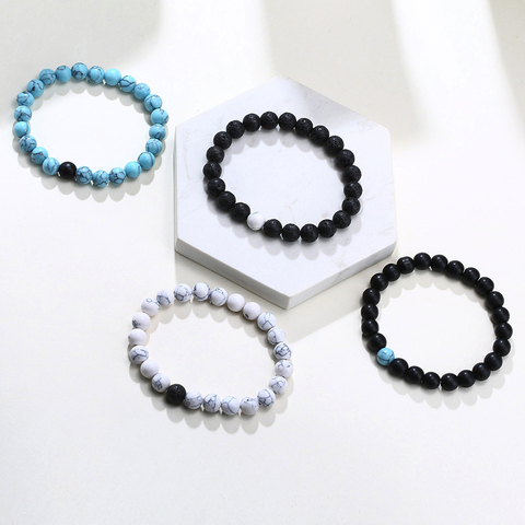 BRACELETS de DISTANCE en perles de lave pour hommes et femmes, bijoux pour amoureux ► Photo 1/6