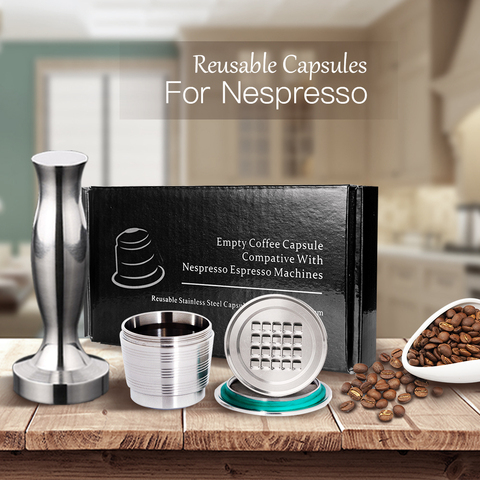 Capsules De café De Nespresso rechargeables et réutilisables, en acier inoxydable, filtrantes, gouttières ► Photo 1/6