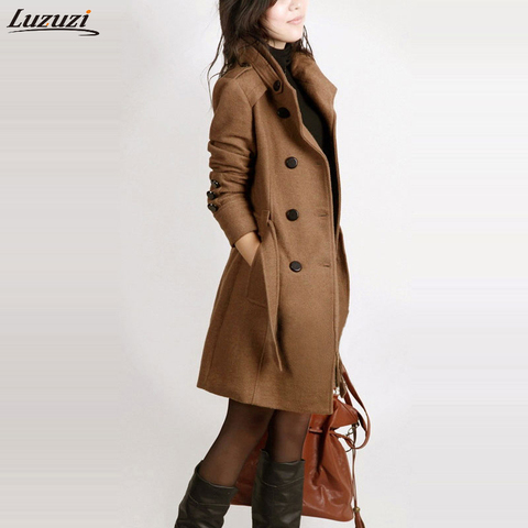 À manches longues hiver laine manteau femmes Europe style plus taille casaco feminino dames automne nouvelle Slim longue laine manteaux Z5405 ► Photo 1/6