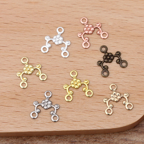 Connecteurs de fleurs en laiton 10*10mm, 50 pièces/lot, matériel de bricolage pour boucles d'oreilles collier plaqué or fabrication de bijoux 027 ► Photo 1/5