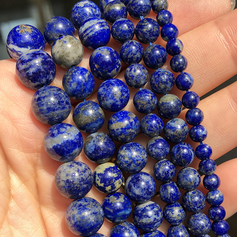 Perles en pierre Lapis-Lazuli naturelle AA, pour la fabrication de bijoux, 4, 6, 8, 10mm, rondes, amples, accessoires de breloques de Bracelet à faire soi-même, 15 pouces ► Photo 1/6