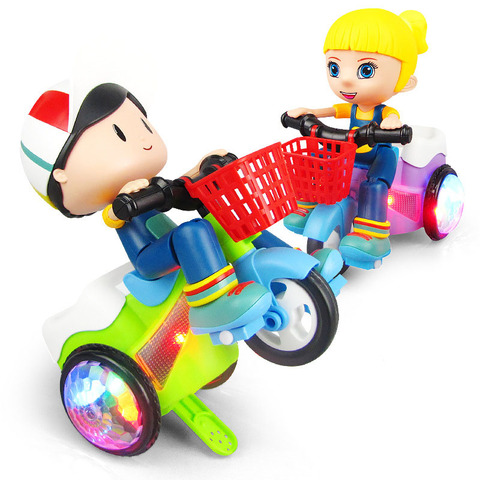 Jouets rotatifs à 360 degrés, voiture électrique, modèle Tricycle, voiture avec lumière LED musiques, cadeaux d'anniversaire pour enfants, de noël ► Photo 1/6