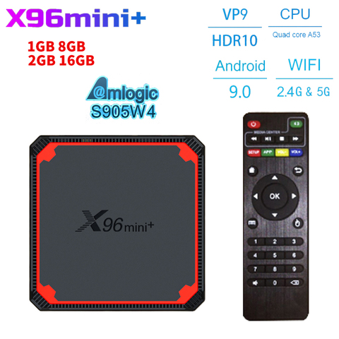 Boîtier Smart TV X96 mini Plus, Amlogic S905W4, 2 go/16 go, 4K, lecteur multimédia connecté Android 9.0, avec Wifi double bande 2.4/5 ghz et Google Voice, décodeur X96min ► Photo 1/6