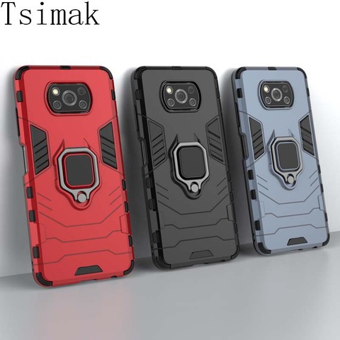 Coque Poco X3 pour Xiaomi POCO X3 NFC F2 Pro M2 M3 armure anneau antichoc support arrière pour Xiaomi Pocophone Poco X3 X2 F1 housse de téléphone ► Photo 1/6