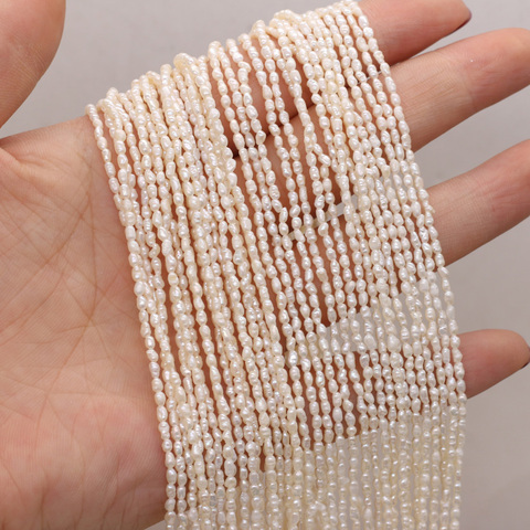 Perles naturelles d'eau douce en forme de riz, perles isolantes en vrac pour la fabrication de bijoux, accessoires de bracelet à faire soi-même, taille 1,8-2mm ► Photo 1/6