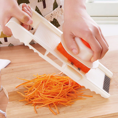 Râpe à légumes multifonction en acier inoxydable 5 en 1, Mandoline, coupe-légumes, râpe à carottes et oignon réglable ► Photo 1/5