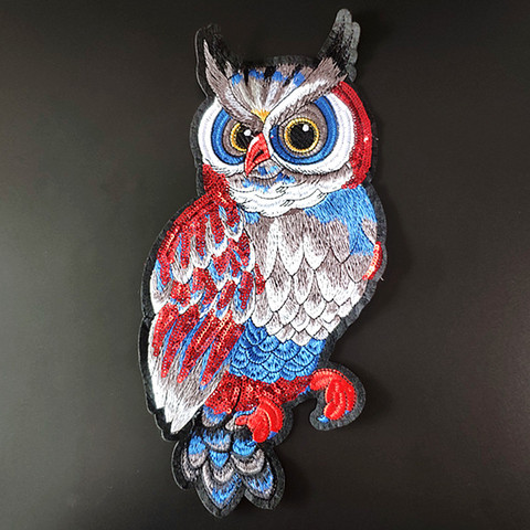 Patchs de motard pour vêtements femmes 320mm hibou rouge paillettes tissu paillettes étrange thingst Patch cadeau de noël bricolage vêtements autocollants ► Photo 1/6