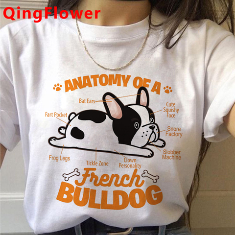 T-shirt femme, dessin animé, bouledogue français Kawaii, Harajuku, mignon, Anime, grande taille, graphique ► Photo 1/6