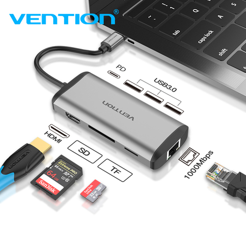 Vention Usb Hub USB type C vers HDMI Usb 3.0 HUB Thunderbolt 3 adaptateur pour MacBook Samsung S9 Huawei Mate 20 P20 Pro USB-C HUB nouveau ► Photo 1/1