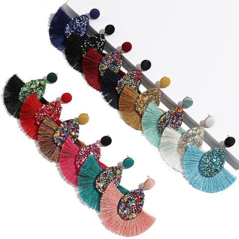 Boucles d'oreilles pendantes grand pompon pour femmes, mode bohème, mode, mariage, frange rouge, boucles d'oreilles, bijoux Za 2022 ► Photo 1/6