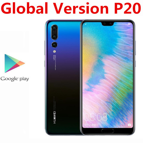 Version internationale Huawei P20 EML-L29 4G LTE Téléphone Portable 24.0MP + 20.0MP + 12.0MP 4 GO RAM 128 GO ROM NFC Kirin 970 5.8 