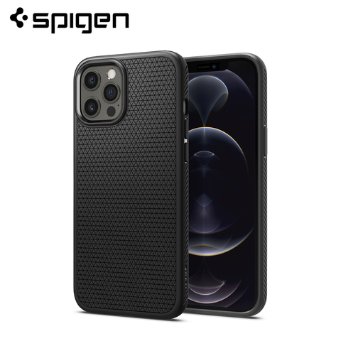 Spigen – coque souple antidérapante en TPU pour iPhone, pour modèles 12 Pro Max, 6.7 pouces, noir mat ► Photo 1/6