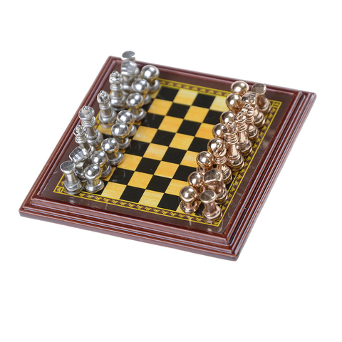 1 ensemble classique en alliage de Zinc pièces d'échecs en bois échiquier jeu d'échecs avec roi jeu d'échecs en plein air 6.8*5.7 cm ► Photo 1/6