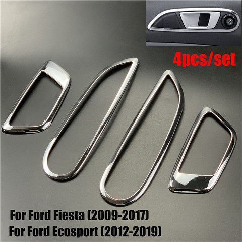 4 pièces/lot pour Ford Ecosport Fiesta poignée de porte intérieure cercle décoratif ABS Chrome garniture décoration anneau bordure autocollants ► Photo 1/3