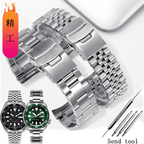 Sangle de 20 22mm pour hommes, en acier inoxydable adapté à Seiko No. 5 green water ghost SRPD63, fermoir pliant étanche et étanche SKX007 9 173 175 ► Photo 1/6