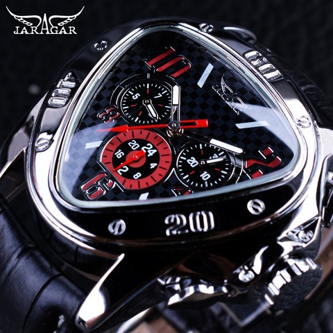 Jaragar – montre-bracelet de Sport automatique pour hommes, marque de luxe, rouge, Triangle, 3 cadrans, mécanique ► Photo 1/6