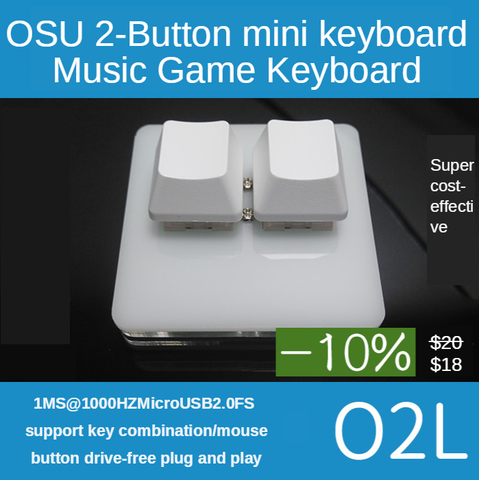 O2L-Mini clavier de jeu, 2 touches, sans éclairage, 1000hz, roue tactile, testeur d'axe, clavier de jeu, cheerleading Mx Red Switch, jeu musical ► Photo 1/4