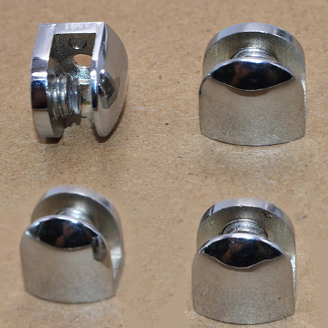 Pinces de verre demi-rondes en alliage de Zinc, 4 pièces, étagères de Support d'angle à deux trous pour quincaillerie pour meubles de 8mm ► Photo 1/6