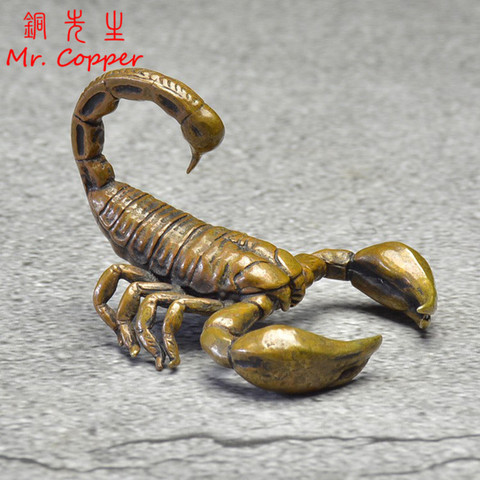 Chinois classique cuivre Scorpion ornement animaux Figurines Miniatures thé Animal Vintage en laiton artisanat bureau décorations accessoires ► Photo 1/6