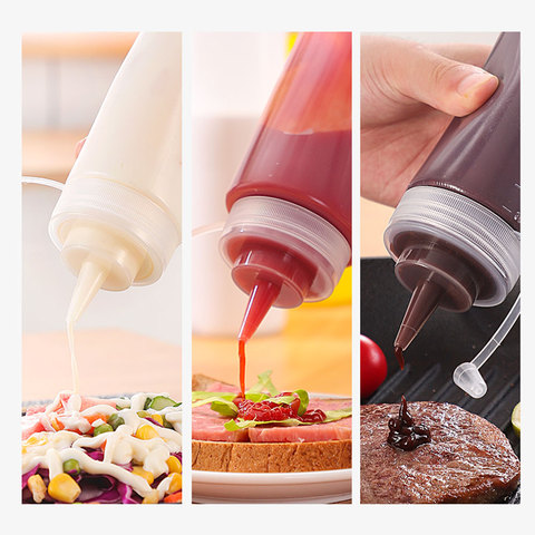 Bouteilles de condiments presser Squirt avec bouchon, couvercles, Ketchup, moutarde Mayo Sauces chaudes, bouteilles d'huile d'olive, Gadget de cuisine 1 pièce ► Photo 1/6