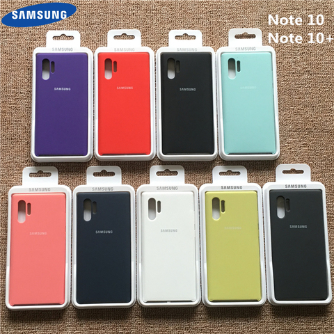 Samsung Galaxy Note 10 Plus étui en Silicone liquide couverture souple soyeuse pour Galaxy Note 10 + 10plus Pro avec boîte de vente au détail ► Photo 1/3