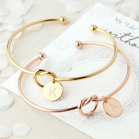 Nom de mode femme bijoux initiale en alliage lettre breloque Bracelets pour femme filles or Rose noeud papillon Bracelets Bracelets ► Photo 1/6