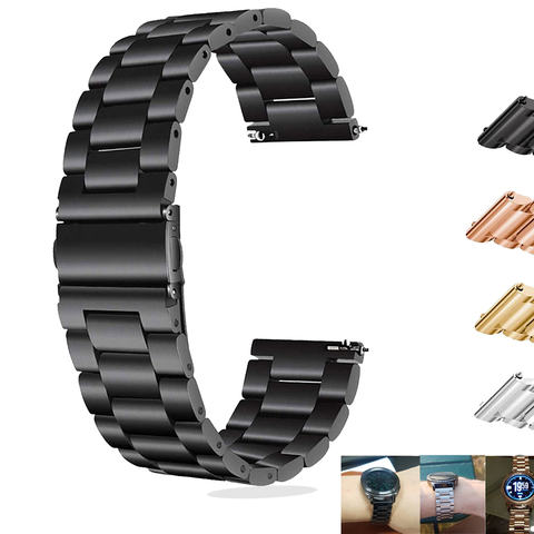 Bracelet de montre en métal en acier inoxydable, 18mm 22mm 20mm 24mm pour SAMSUNG Galaxy Watch 3 41mm 46mm Gear S3 Frontier ► Photo 1/6