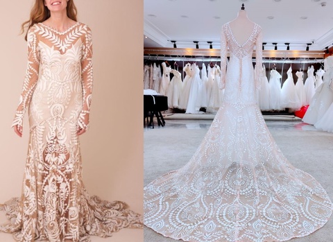 Robe de mariée style bohémien 2 pièces en 1, robe de mariée bohémienne, à manches longues, #4055 ► Photo 1/5