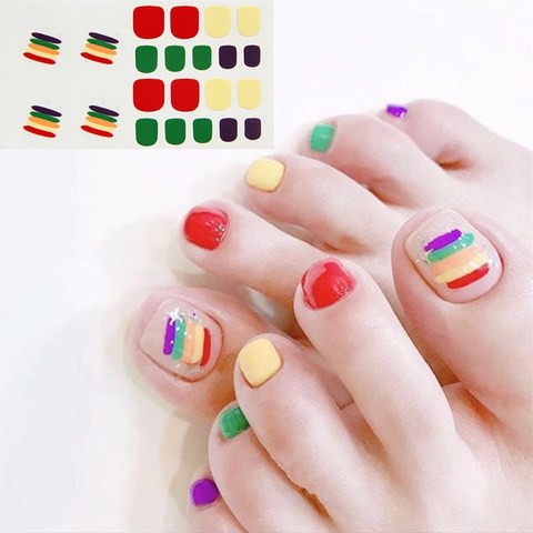 22 conseils/feuille ongle autocollant couverture complète imperméable Non toxique autocollant pied ongles comprimés ongles autocollants bricolage Nail Art outil ► Photo 1/6