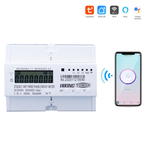 WIFI Smart TUYA 3P 4 fils compteur d'énergie 3*120V 3*220V 3*230V 50/60Hz minuterie consommation d'énergie moniteur kWh mètre wattmètre ► Photo 1/1