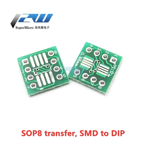 Carte d'adaptateur IC femelle 10 SOP8 à DIP8/Sop8, SOIC8 à DIP8 so8/tssop8/soic8/sop8/dip8 à dip8, sans broches ► Photo 1/5