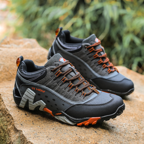 Chaussures de Trekking en cuir véritable pour hommes, chaussures de randonnée pour Couple, imperméables et antidérapantes, protection des orteils, amoureux du Camping, 2022 ► Photo 1/6