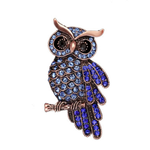 Broches délicates en alliage de Zinc, Imitation coréenne, motif hibou, Badge, strass, bleu, accessoires cadeaux pour femmes et hommes ► Photo 1/6